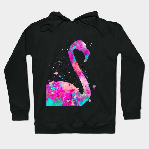 Flamingo Watercolor Portrait Hoodie by Miao Miao Design